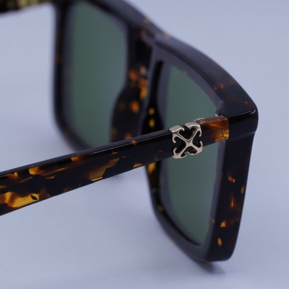 Off-White OERI13W STRATFORD 6055 Sunglasses Havana Square Frame, Green Lenses - Picture 8 of 9